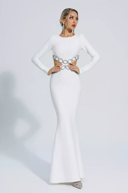 Janelle White Cut Out Long Sleeve Bandage Dress