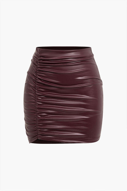 Women Faux Leather Miniskirt