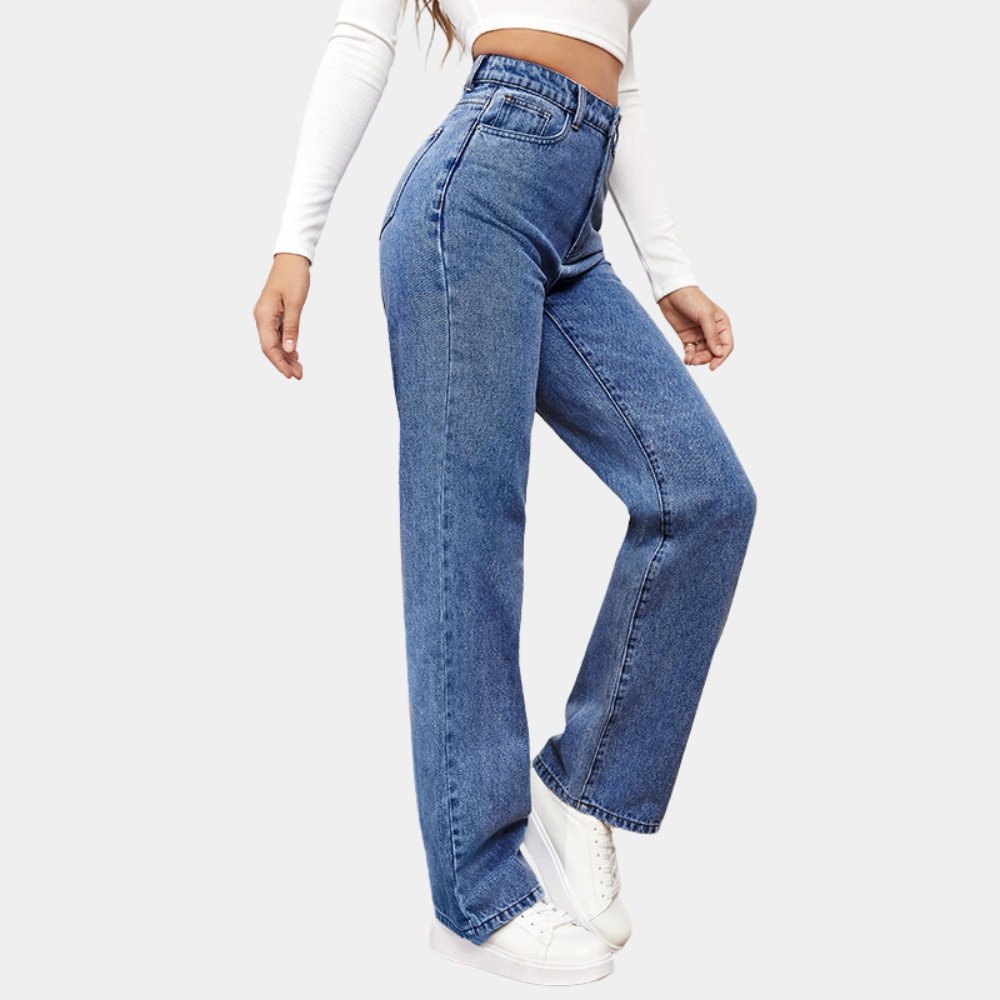 Women High Waist Straight Jeans