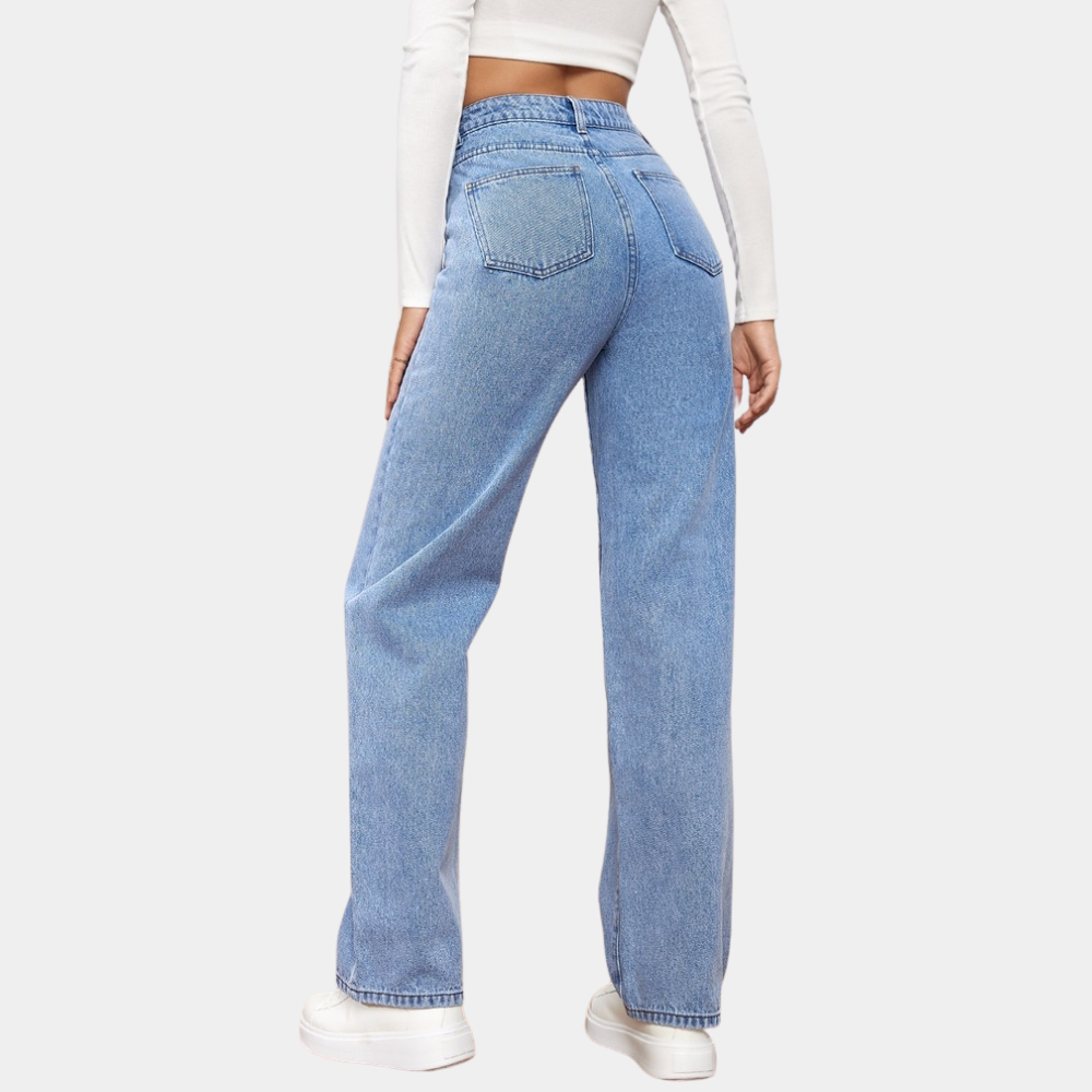 Women High Waist Straight Jeans