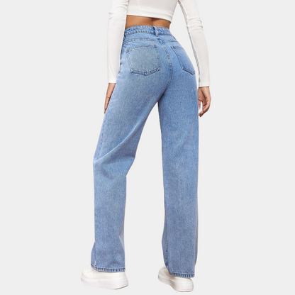 Women High Waist Straight Jeans
