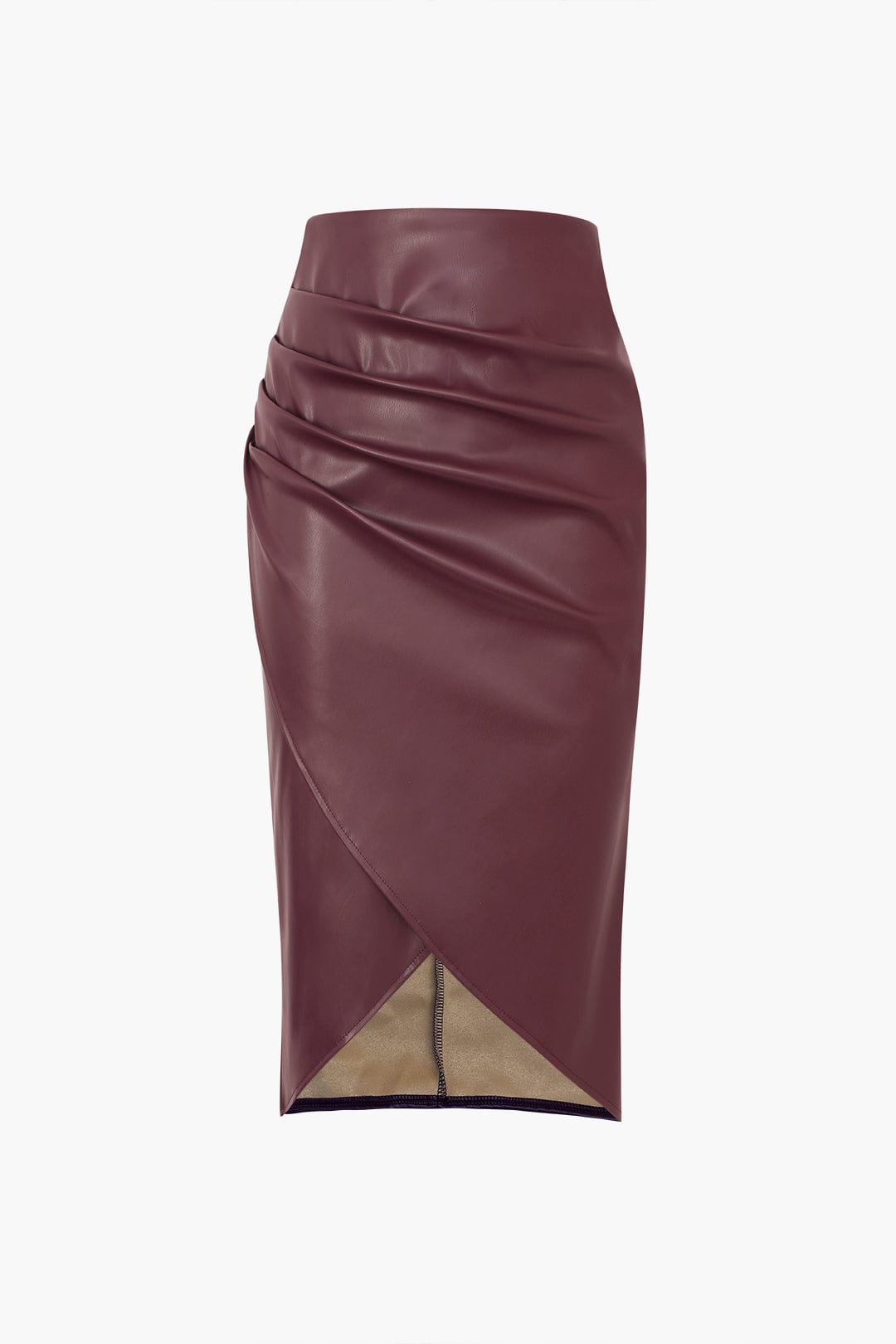 Women Midi Skirt Faux Leather