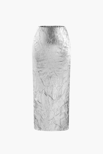 Women Midi Skirt Gold