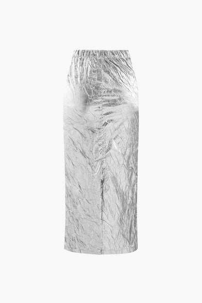 Women Midi Skirt Gold