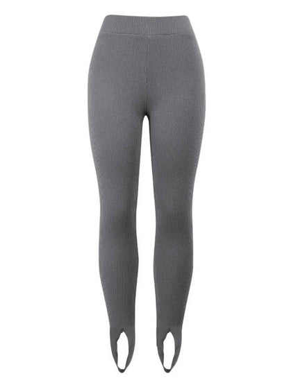 Women Ribbed Mid-Waist Leggings