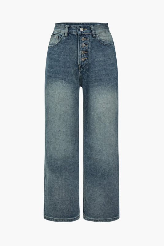 Women Vintage Button Fly Jeans