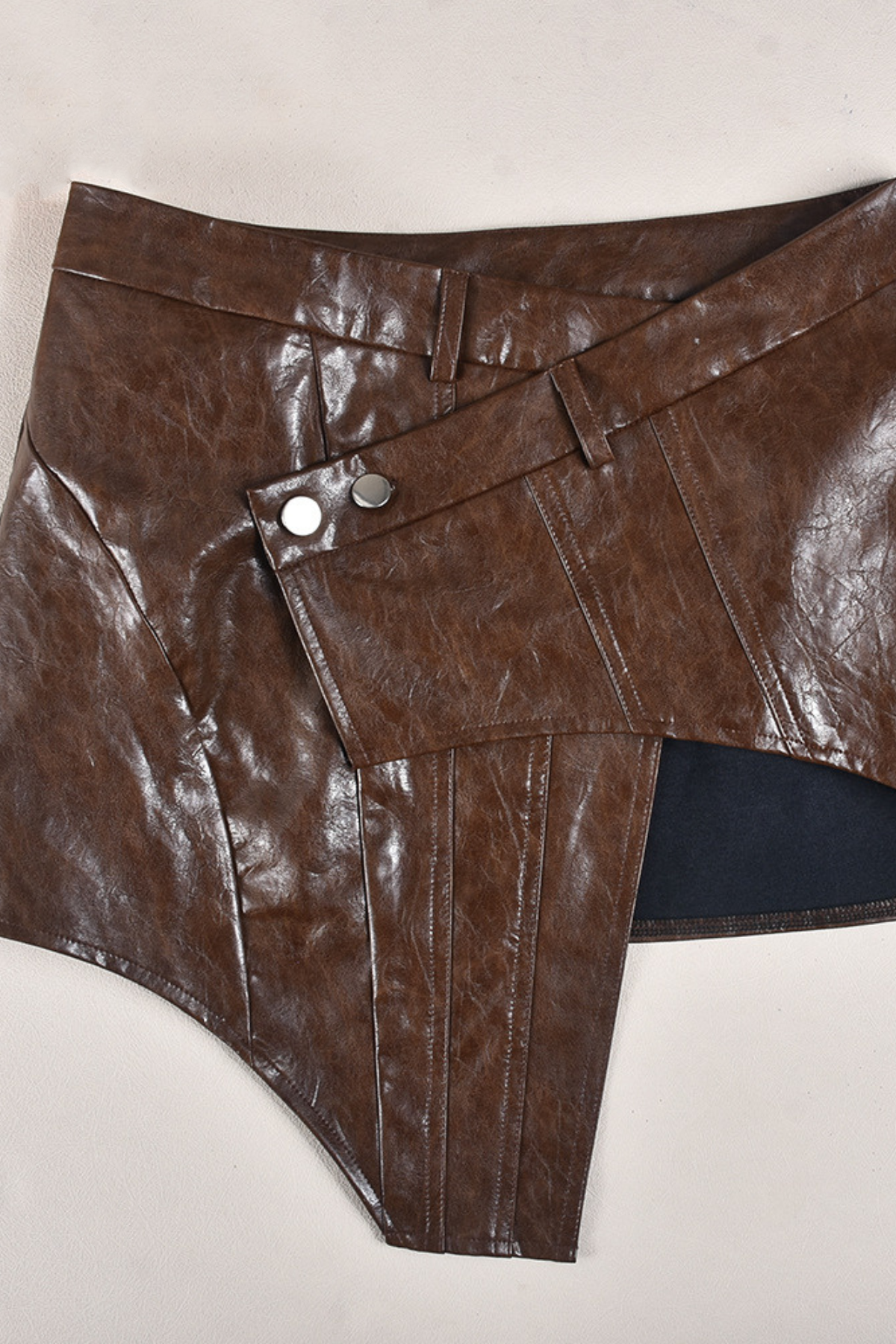 Daphne Cross Asymmetric Leather Skirt