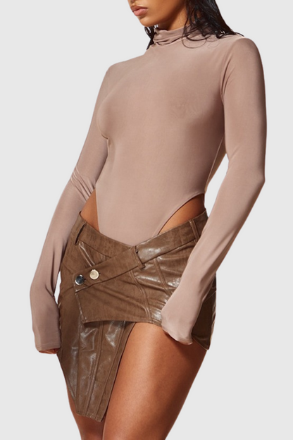 Daphne Cross Asymmetric Leather Skirt