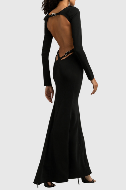 Dariusz Open Back Buckled Maxi Dress