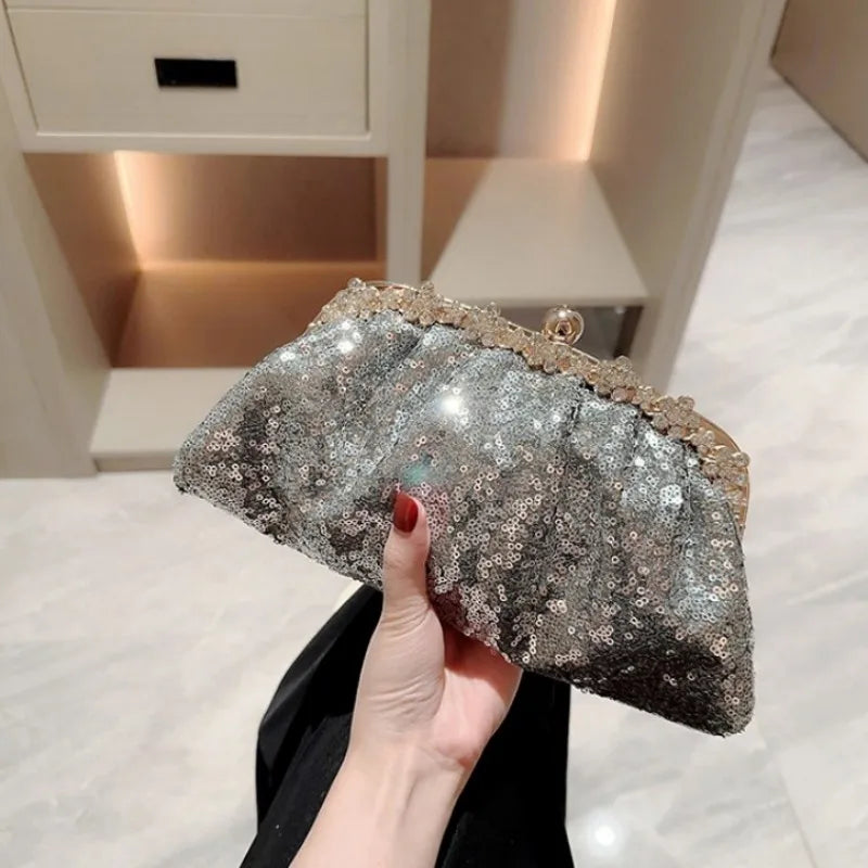 Dark Blue Sequin Clutch Wristlet