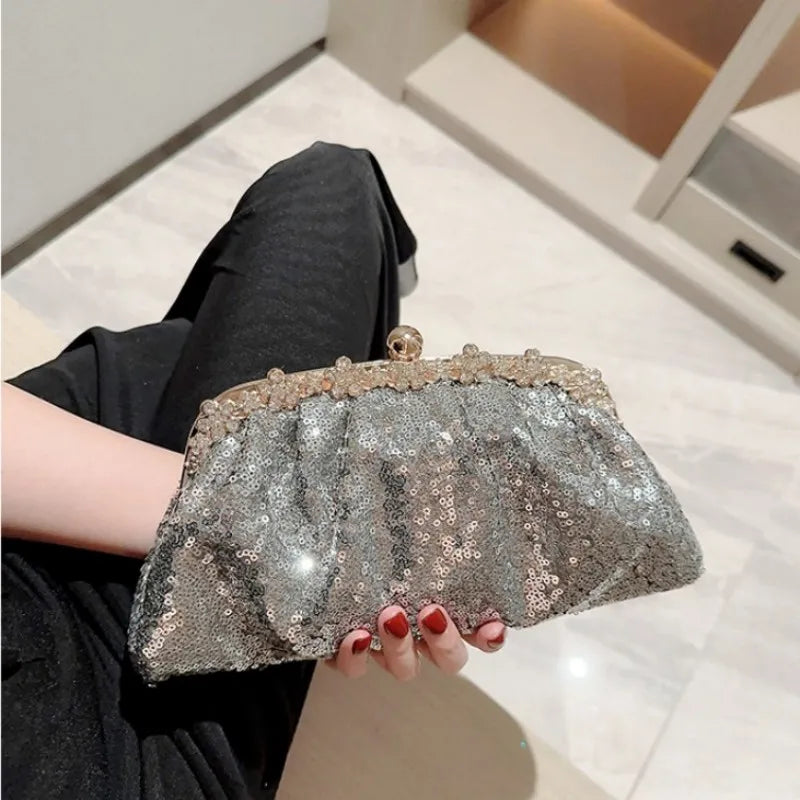 Dark Blue Sequin Clutch Wristlet