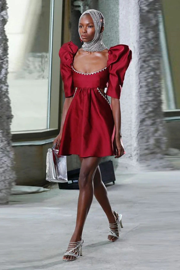 Cathy Puff Sleeve Cutout Mini Dress