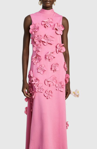 Dekeda Floral Appliqué Bow-tie Sleeveless Maxi Dress