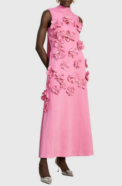Dekeda Floral Appliqué Bow-tie Sleeveless Maxi Dress