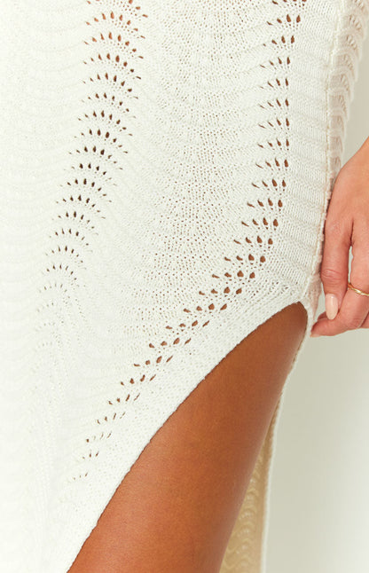 Abril Cream Knit Midi Skirt