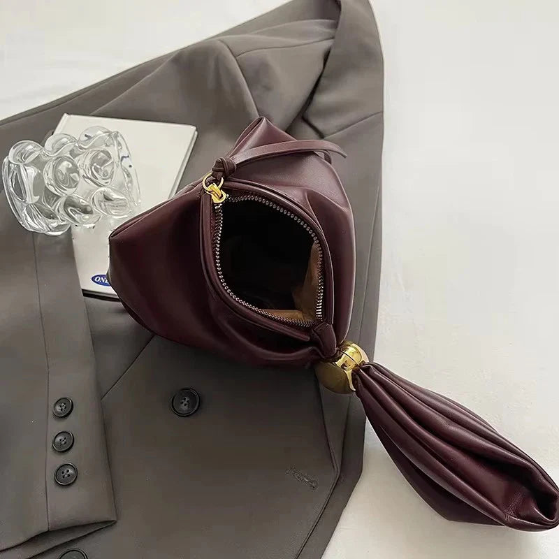 Mini Dumpling PU Leather Clutch Wristlet
