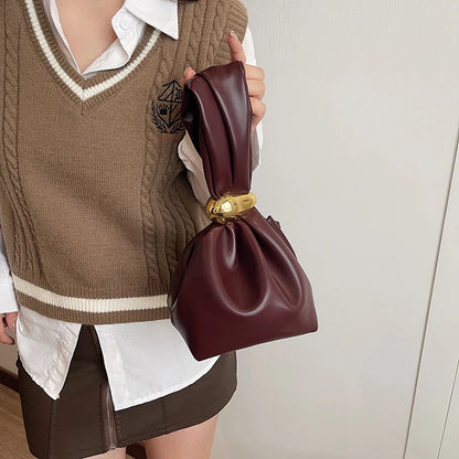 Mini Dumpling PU Leather Clutch Wristlet