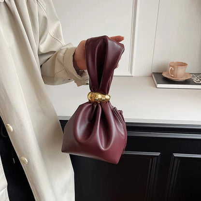 Mini Dumpling PU Leather Clutch Wristlet