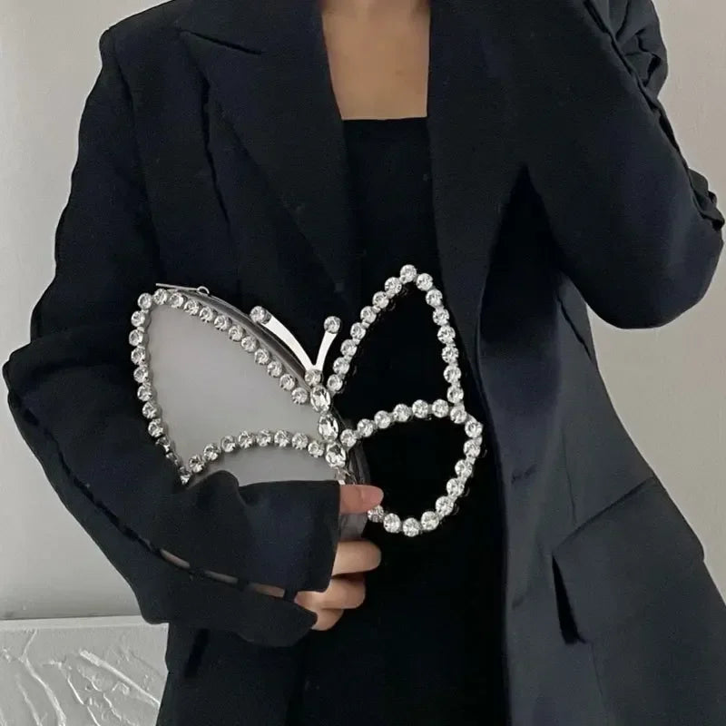 Luxury Diamonds Butterfly Party Evening Clutch Bag