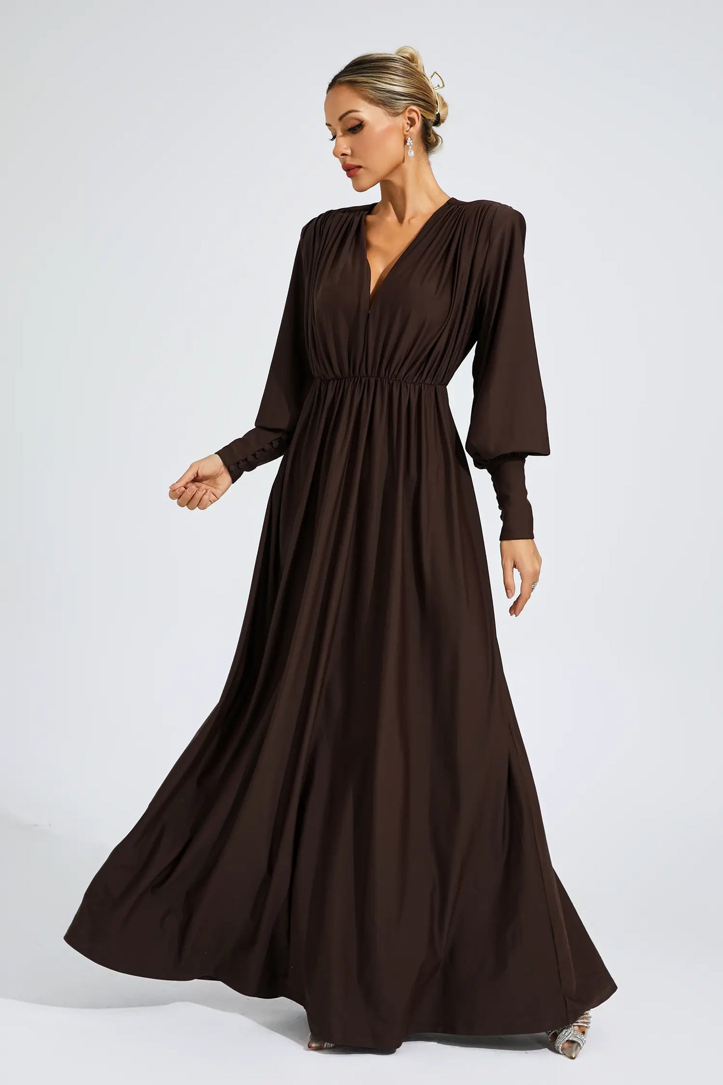 Dickey Brown Corseted Maxi Dress