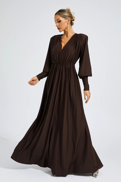 Dickey Brown Corseted Maxi Dress