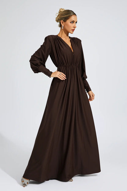 Dickey Brown Corseted Maxi Dress