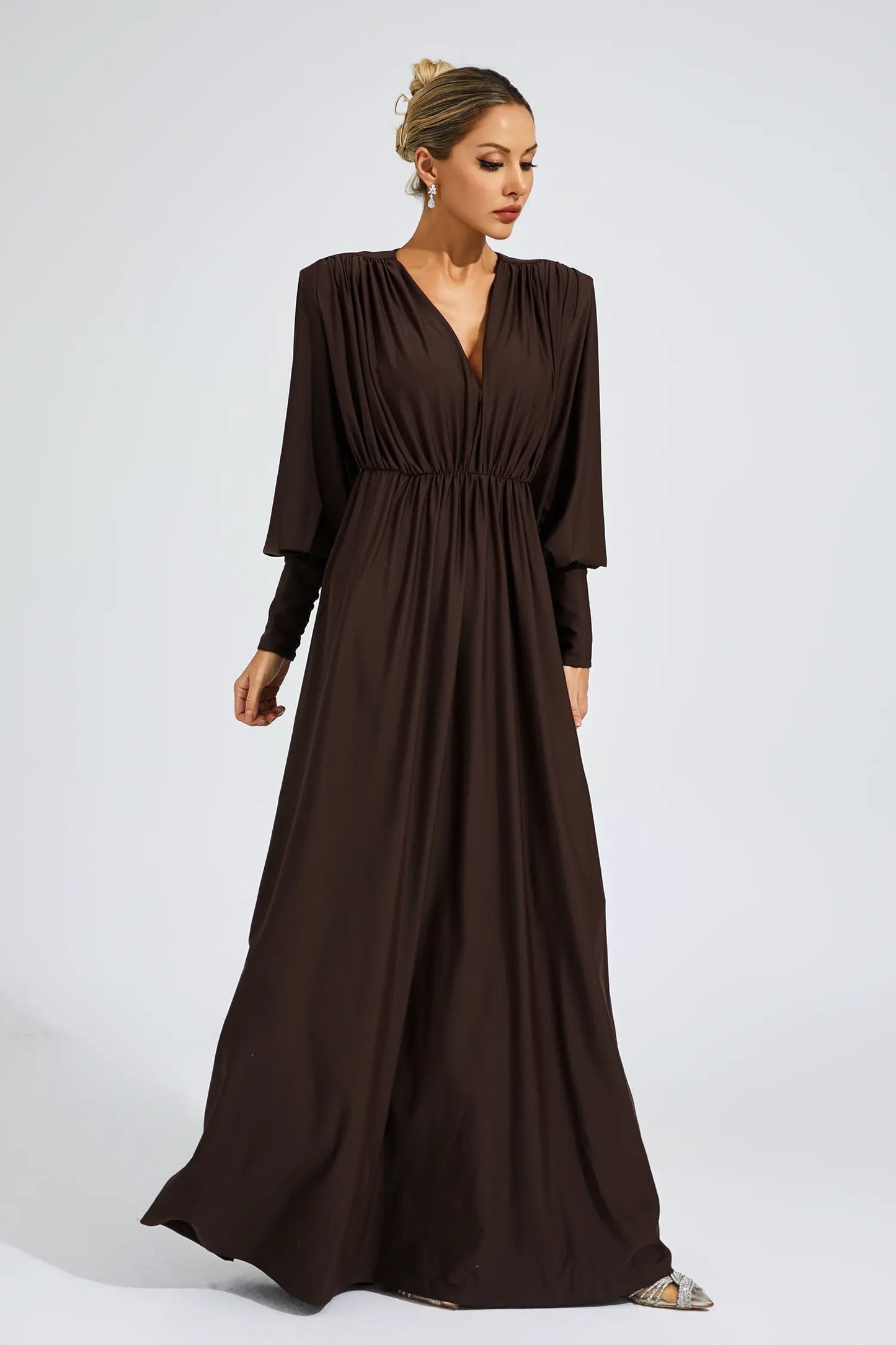 Dickey Brown Corseted Maxi Dress