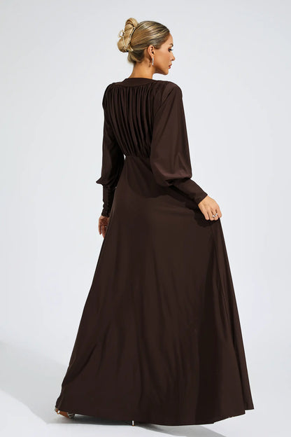 Dickey Brown Corseted Maxi Dress