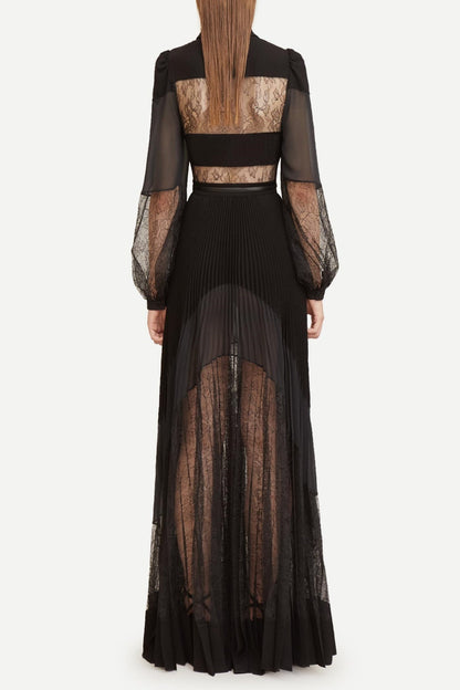 Dimaia Lace Pleated Maxi Dress
