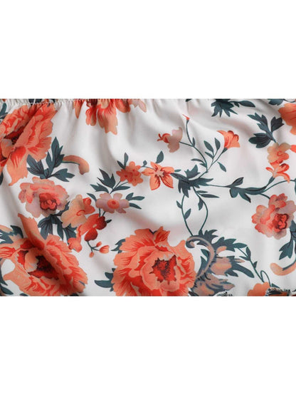 Ditsy Floral Tie Shoulder Smocked Waist Tiered Ruffle Mini Dress
