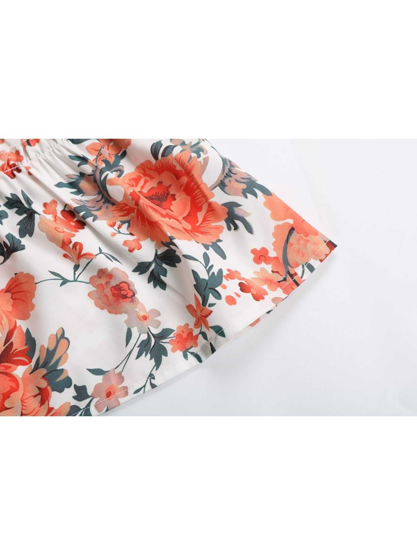 Ditsy Floral Tie Shoulder Smocked Waist Tiered Ruffle Mini Dress