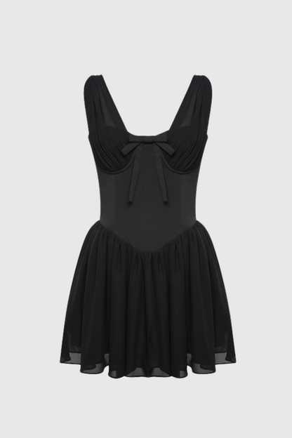 Doers Bow Ruched Mini Dress