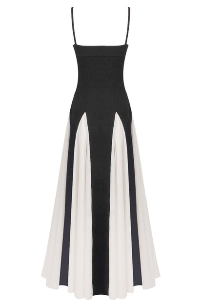 Dominic Paneled Tulle Slit Maxi Dress