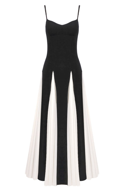 Dominic Paneled Tulle Slit Maxi Dress