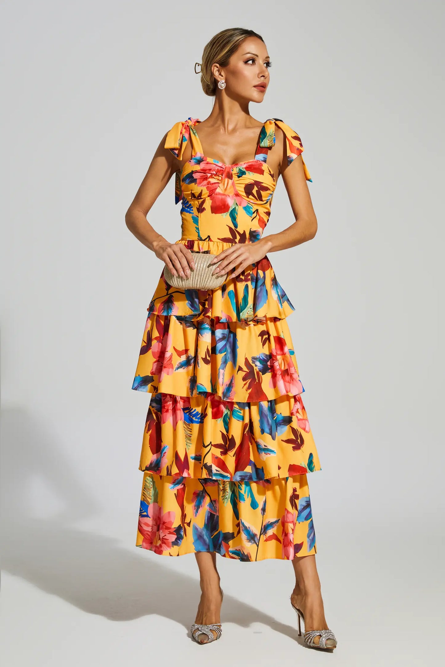 Donne Floral Tiered Slip Dress
