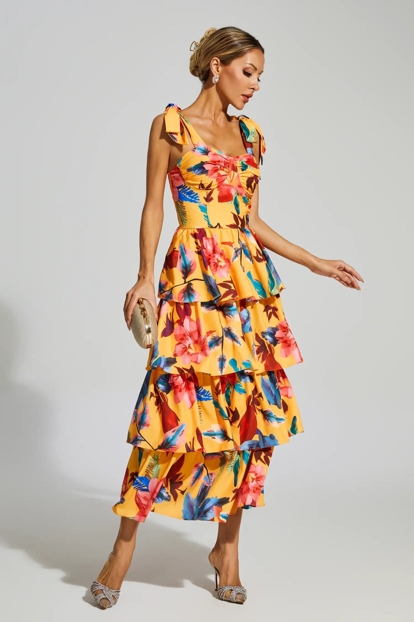 Donne Floral Tiered Slip Dress