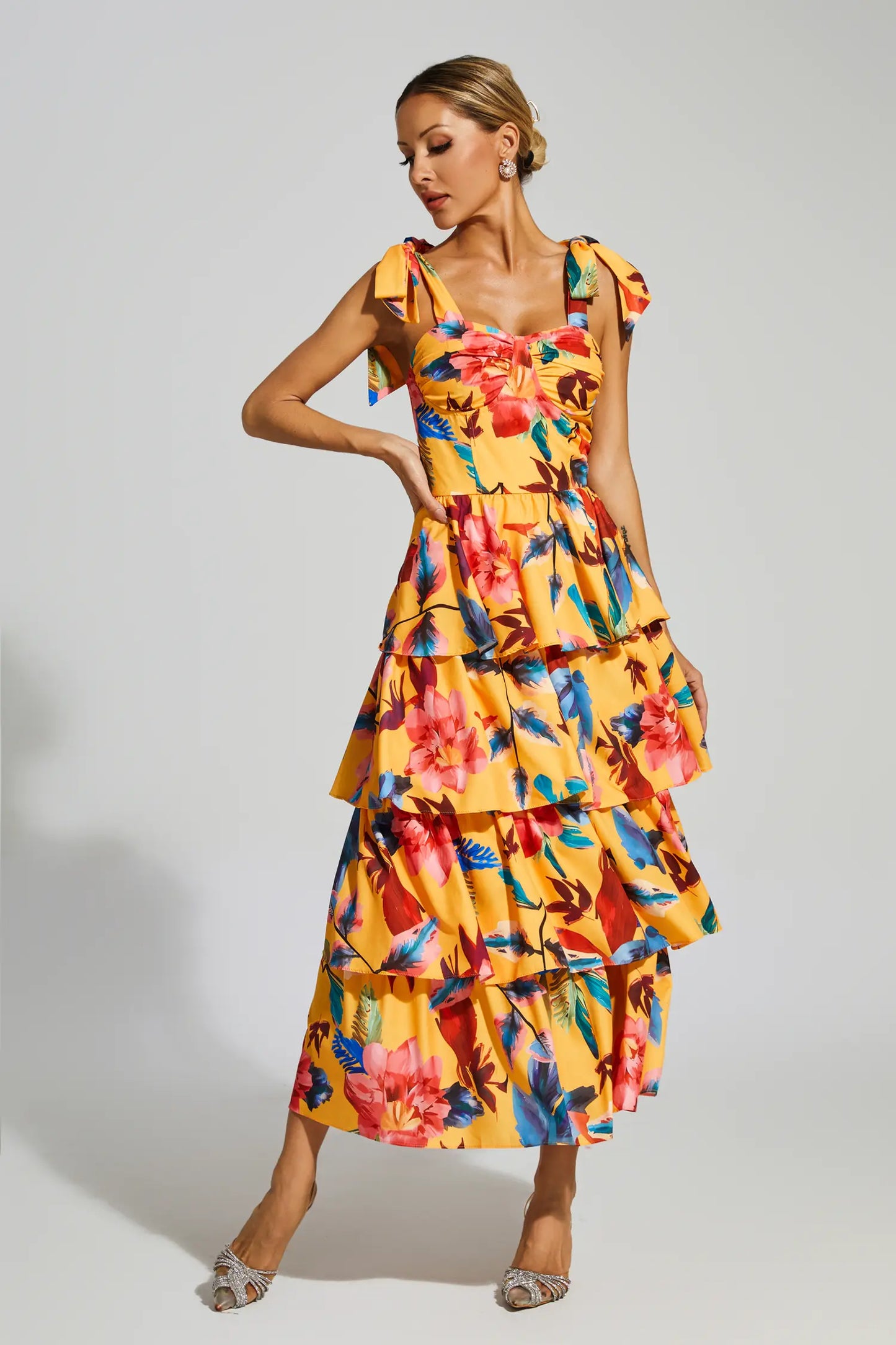 Donne Floral Tiered Slip Dress