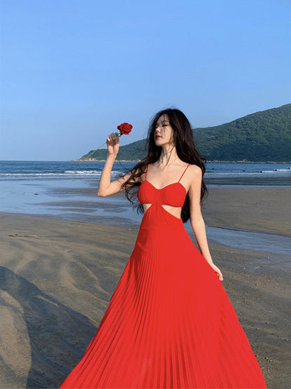 Dopamine Yellow Spaghetti Strap Maxi Dress Sexy Backless Vacation Outfit