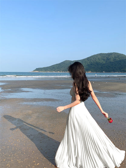 Dopamine Yellow Spaghetti Strap Maxi Dress Sexy Backless Vacation Outfit