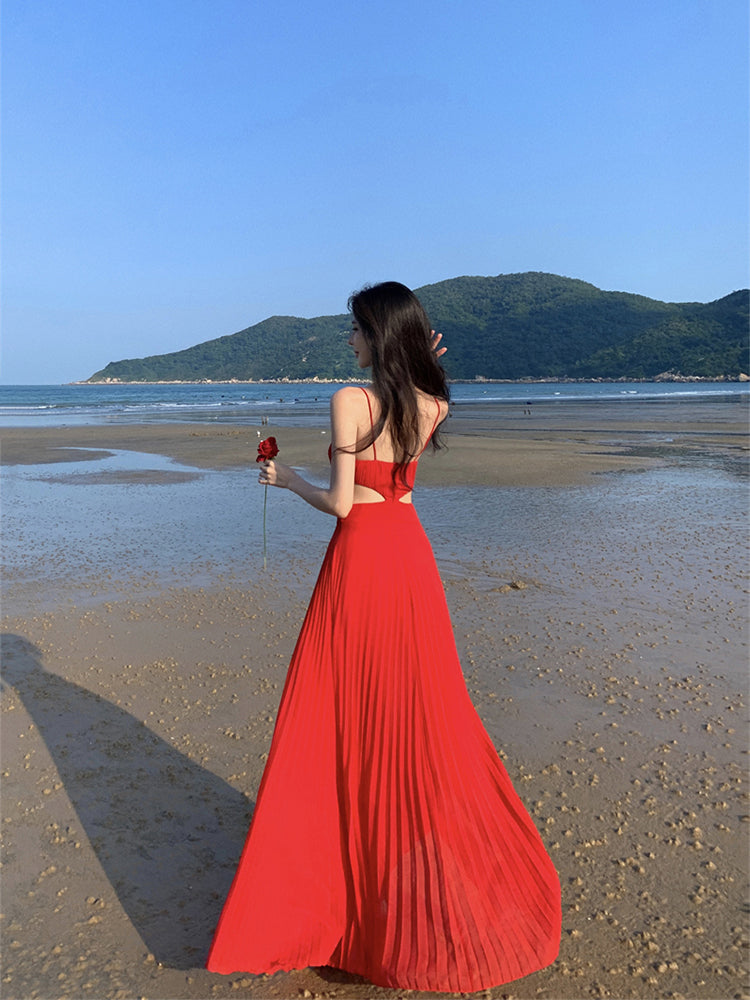 Dopamine Yellow Spaghetti Strap Maxi Dress Sexy Backless Vacation Outfit