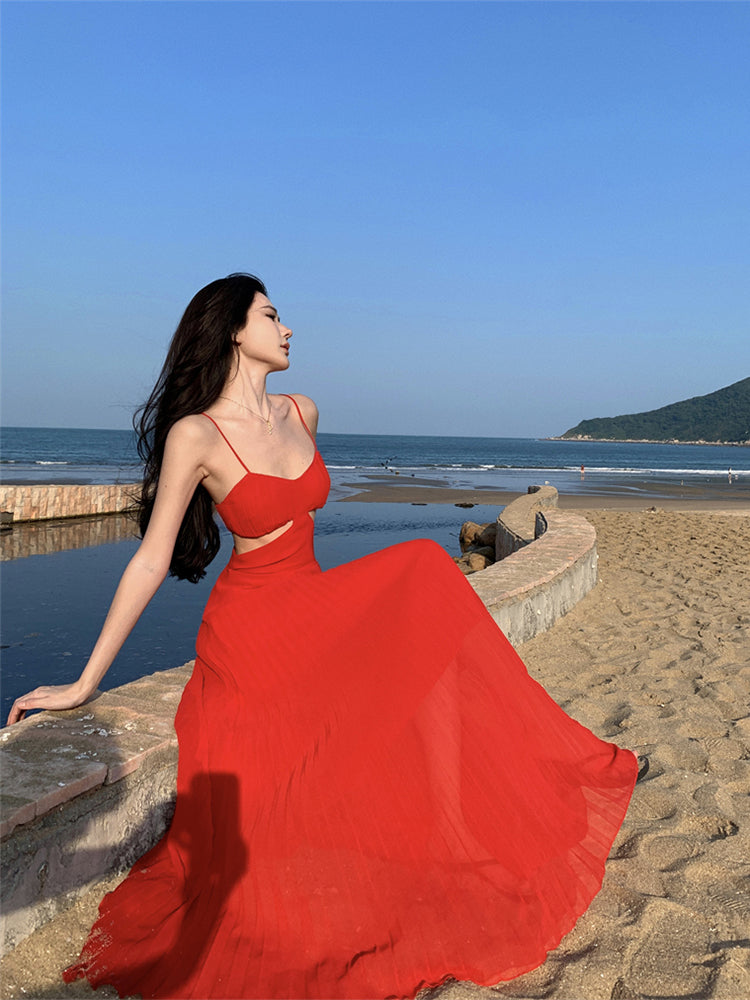 Dopamine Yellow Spaghetti Strap Maxi Dress Sexy Backless Vacation Outfit