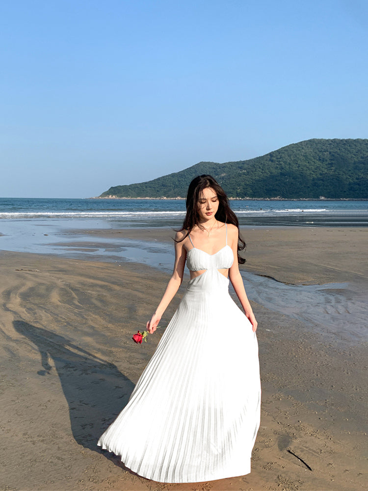 Dopamine Yellow Spaghetti Strap Maxi Dress Sexy Backless Vacation Outfit