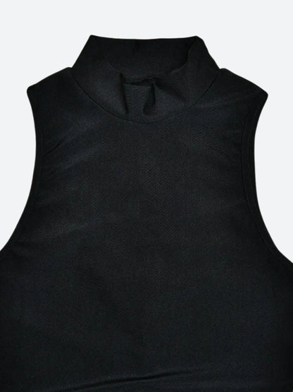 Mock Neck Side-Ruched Drape Sash Asymmetrical Hem Bodycon Mini Dress