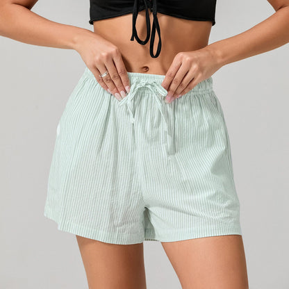 Striped Drawstring Wide Leg Short