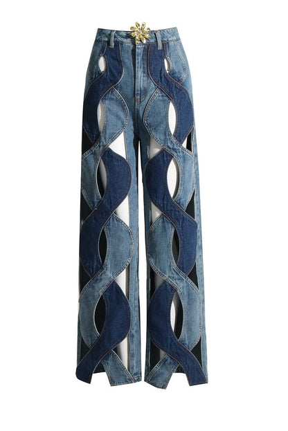 Dylan Rope Cutout Jeans - Blue