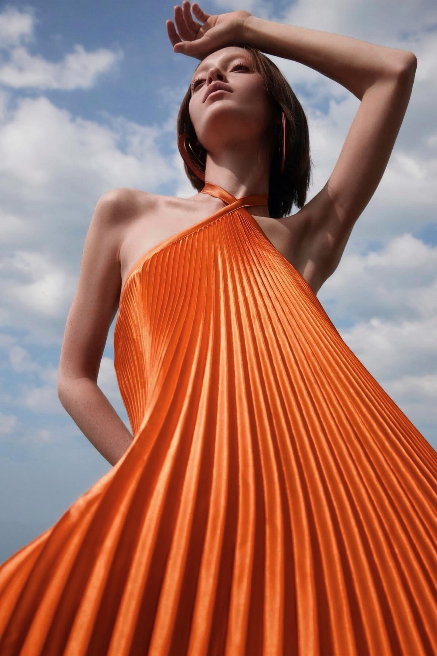 Novia Halter Neck Pleated Maxi Dress