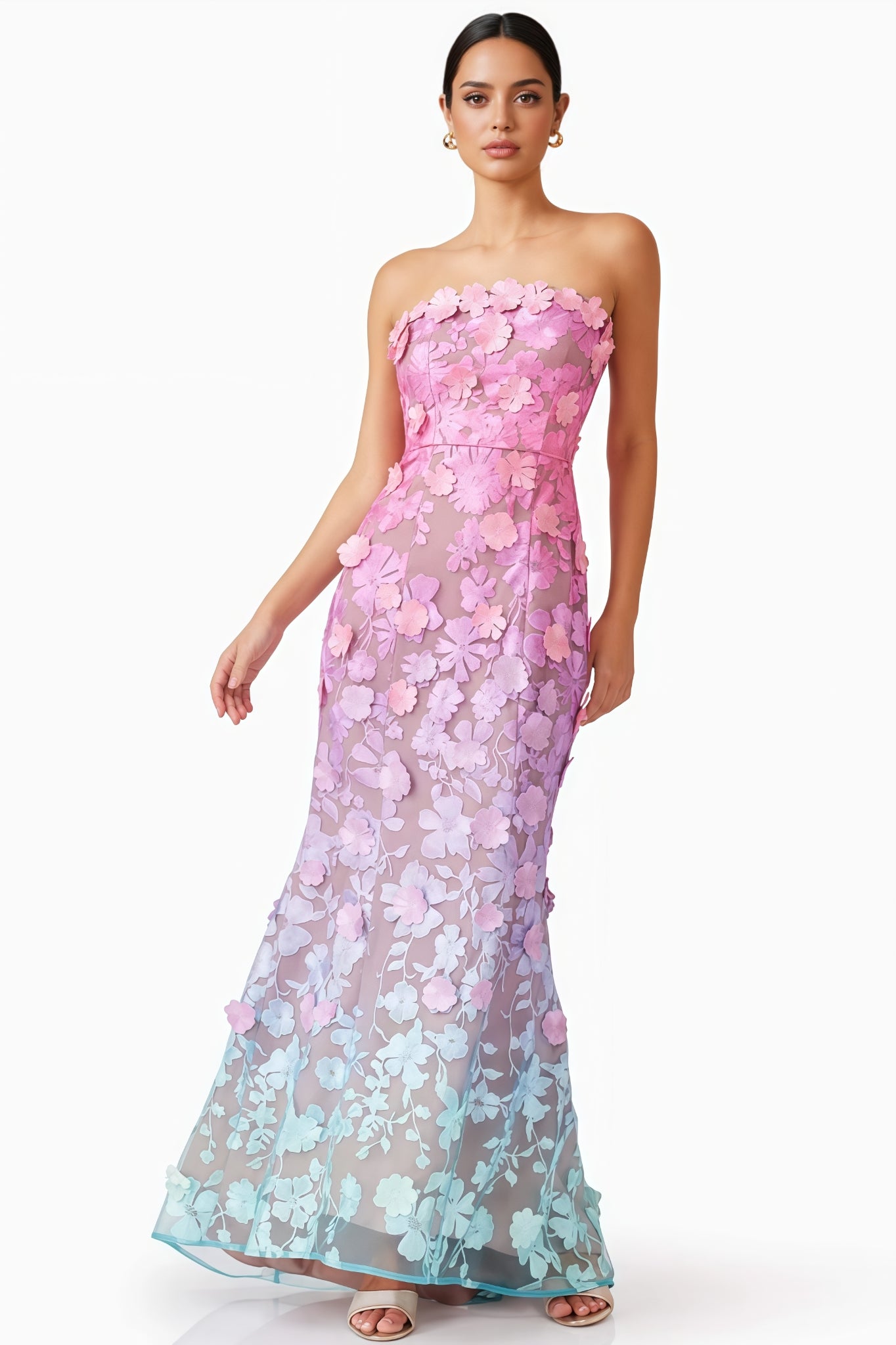 Katelyn Embroidered 3D Floral Maxi Dress