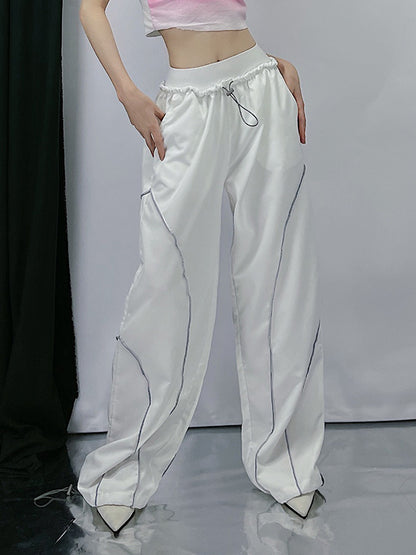 Pintuck Detail Straight Leg Pants