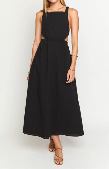 Andrea Black Backless Midi Dress