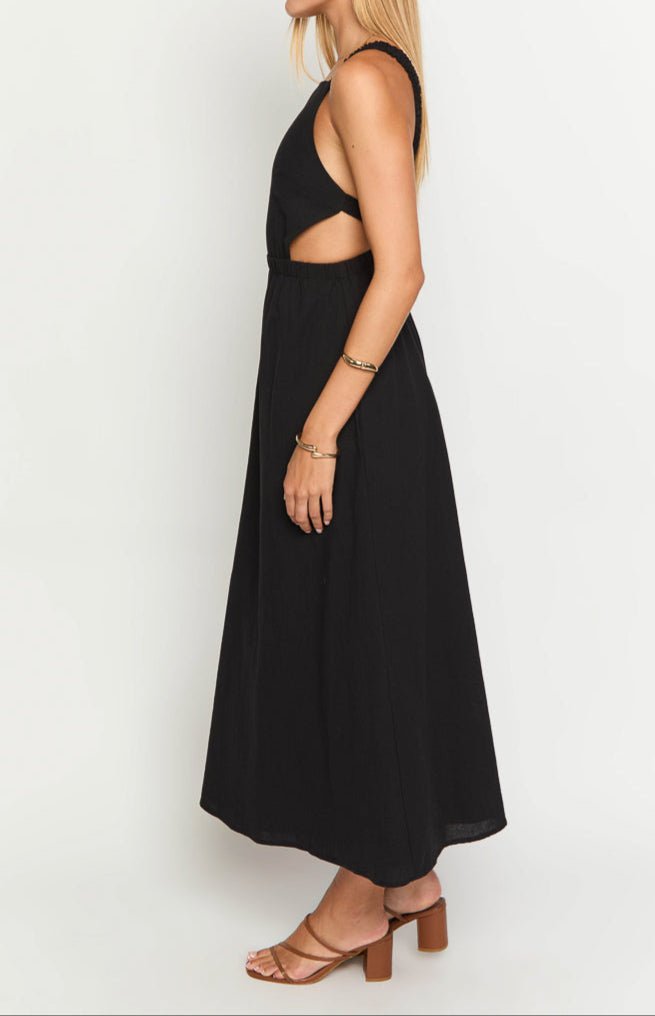 Andrea Black Backless Midi Dress